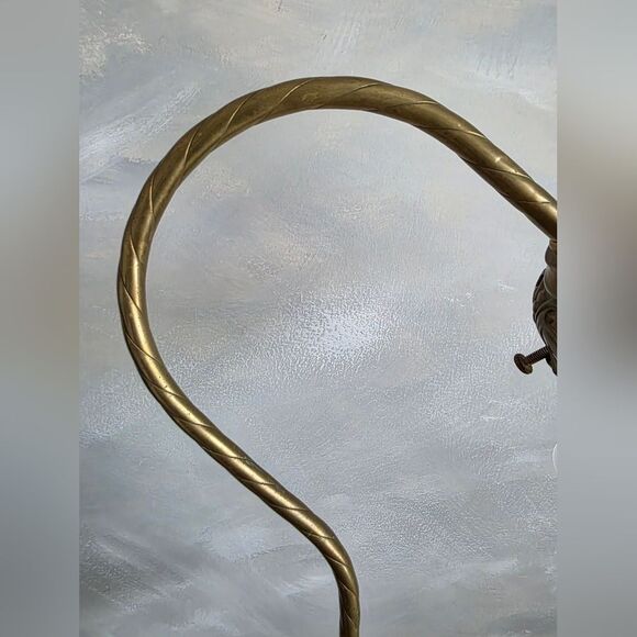 Vintage Brass And Glass Gooseneck Table Lamp/Decorative Nightstand French 16x11 - Picture 9 of 12